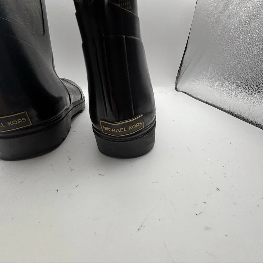 Michael Kors Black and Brown Rain Boots Size 7
